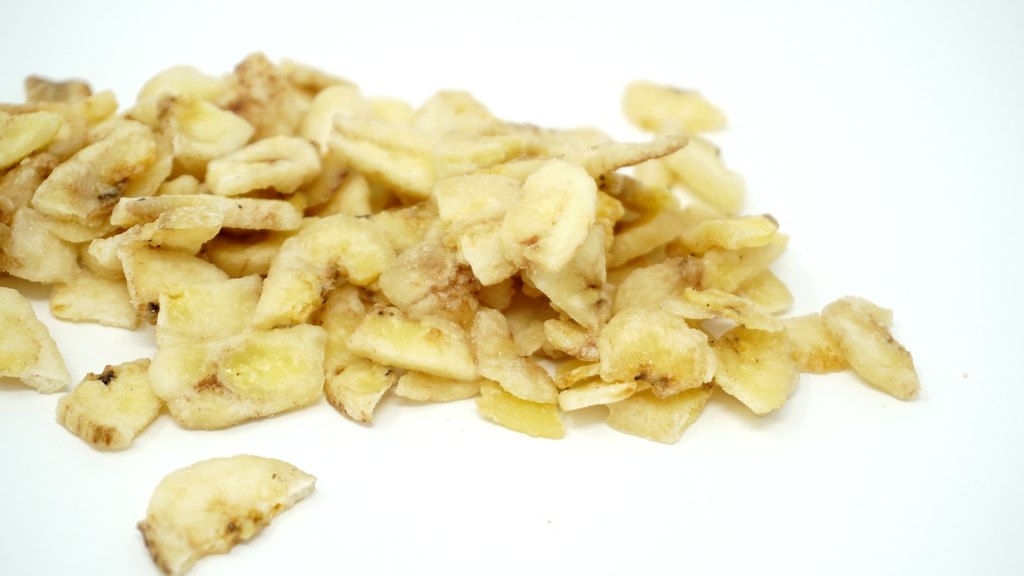 Gebrochene gesüßte Bananenchips, Seitenansicht
