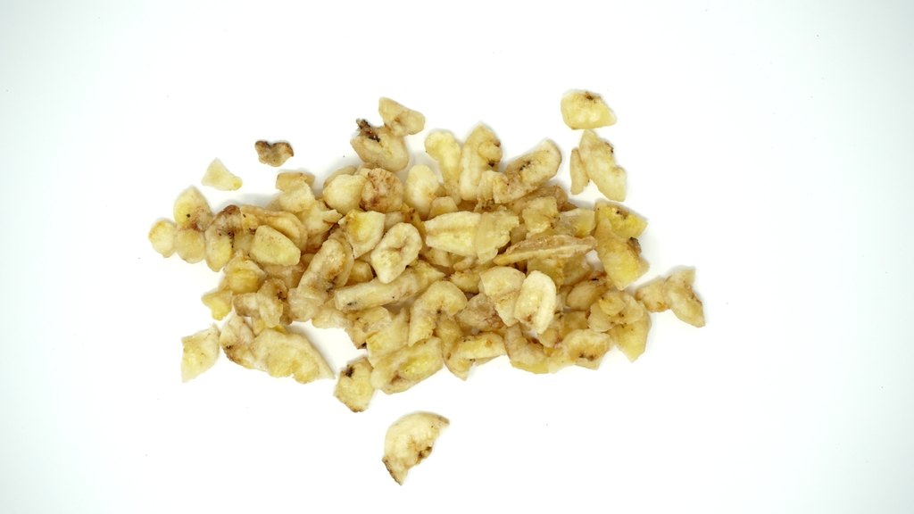 Gebrochene gesüßte Bananenchips, Draufsicht