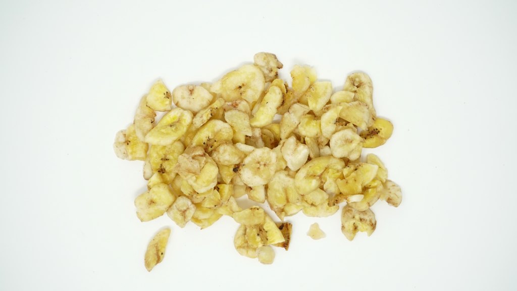 Gebrochene ungesüßte Bananenchips, Draufsicht