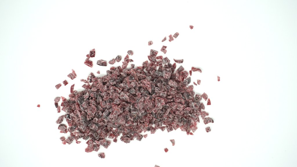 Gesüßte Cranberrywürfel, Draufsicht